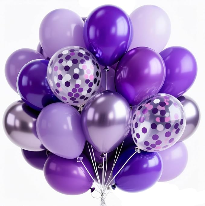PartyWoo Purple Balloons 66pcs Pack Light Purple Latex Balloons | Pastel Dark by PartyWoo