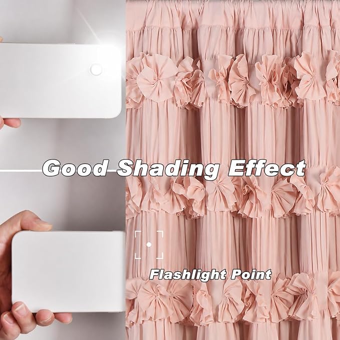 Luxurious Peach Pink Blackout Curtains 42"W x 63"L | 3 Rows of Handmade - Image 4