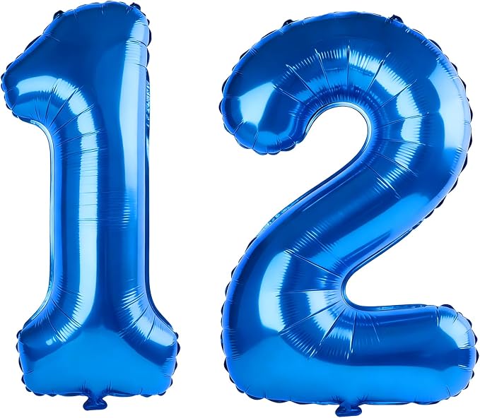 40 Inch Number 12 Balloons for 12th Birthday Party Decorations, 0-100 Dark Blue by FOBELEC