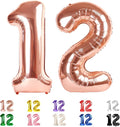 40 Inch Number 12 Balloon for 12th Year Old Birthday Decorations, Rose Gold | by Mluchee