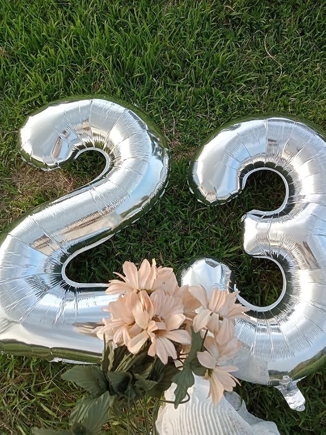 Large Number Balloons 40 Inch Silver 23 Balloon - Image 4