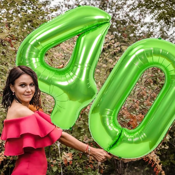 TONIFUL 40 Inch Green Number 40 Balloon Large Foil 40th Birthday Decoration | - Image 5