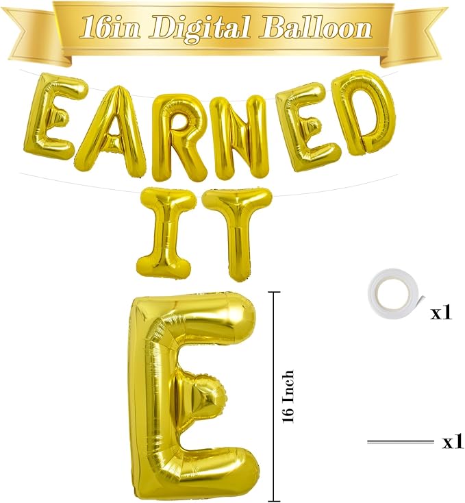 TONIFUL Gold Earned It Graduation Balloon Banner 2026 Nurse Graduations - Image 2