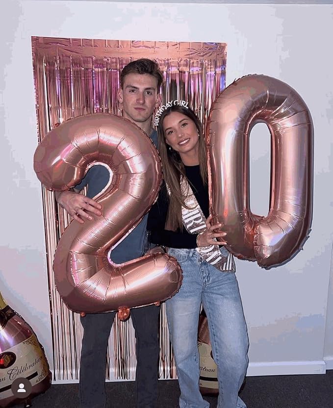 8 Balloon - Rose Gold Birthday Number Balloons, 40 Inch Party Decorations | - Image 8