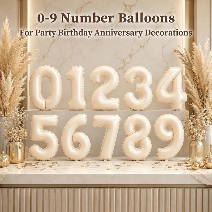 CARGEN 40 Inch Creamy White Number 9 Balloon Boho Neutral Party Decoration | - Image 4