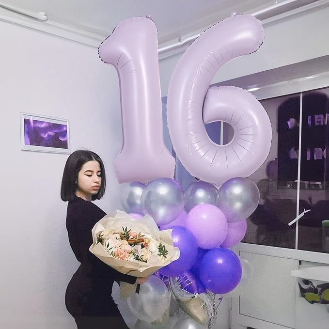 40 Inch Balloon Number 6 Light Purple, Large Foil Pastel Purple 6 Balloons - Image 3