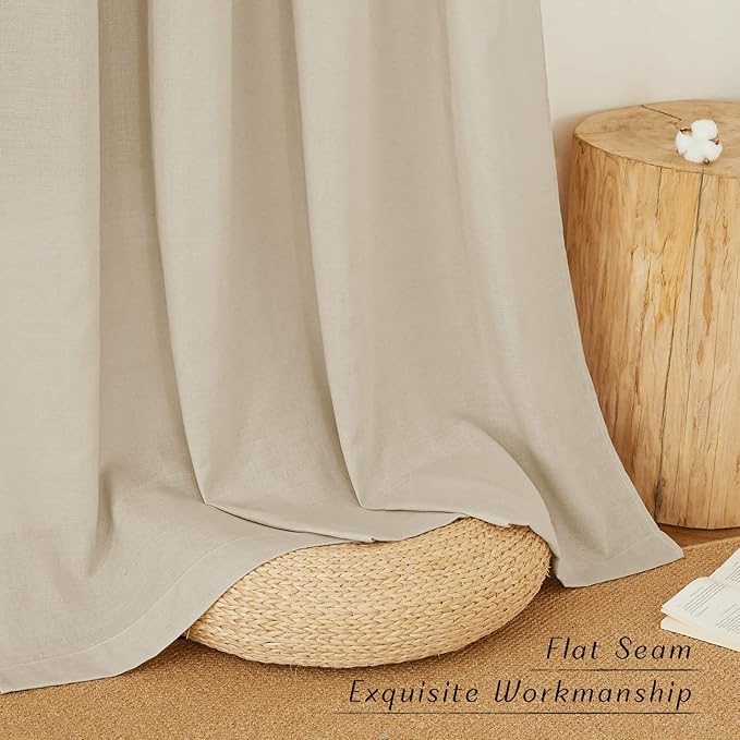 NICETOWN Linen Curtains for Windows 90 inch Long, Grommet Semi Sheer Vertical - Image 2