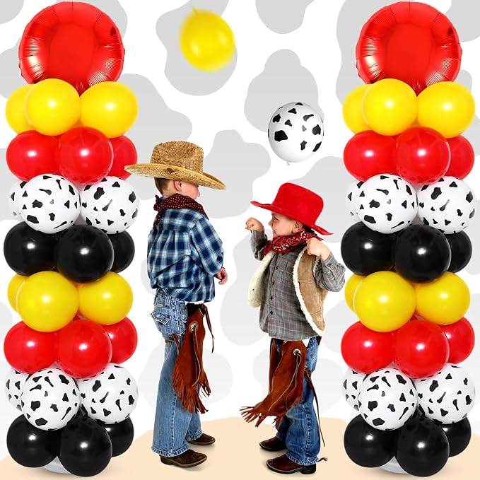Hungdao 2 Sets Western Cowboy Cowgirl Themed Balloon Column Stand Kit Cartoon - Image 2