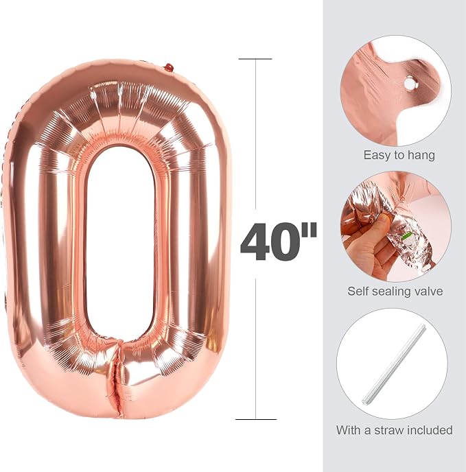 Number Balloons 3 Balloon Rose Gold - Image 5