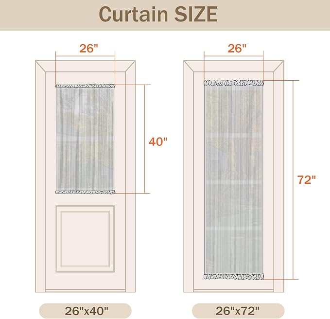 MYSKY HOME Floral Linen Door Curtains Green Farmhouse Privacy Door Window - Image 5