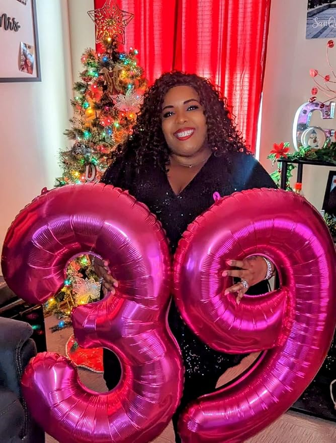 0 Balloon Number 40 Inch Hot Pink Balloons - Image 3