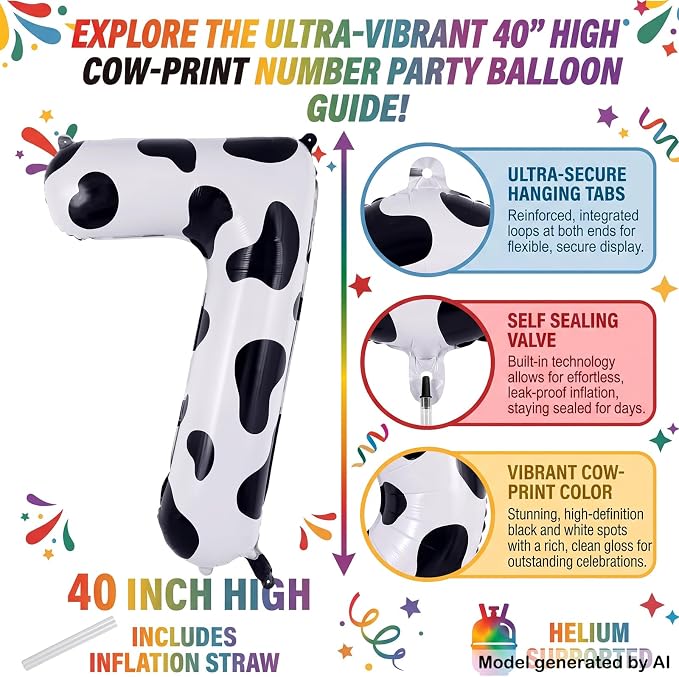 40 Inch Cow Print Number 17 Balloon - Image 2