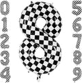 40" Checkered Number 8 Balloon for 8th Race Theme Birthday Party Supplies | 40 by TNCDJKPA