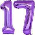Purple 17 Number Balloons, 40 Inch Giant Number 17 Balloons Foil Mylar Helium by Lovoir