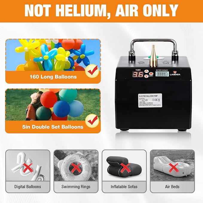 Electric Balloon Pump, 120W Portable Electric Air Balloon Pump Low Noise - Image 7