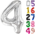 Silver Number 4 Balloon 40 Inch, 4th Birthday Party Decorations Men Women | by IWERP
