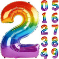 40 Inch Number 2 Balloons for 2nd Birthday Party Decorations, 0-100 Rainbow by FOBELEC