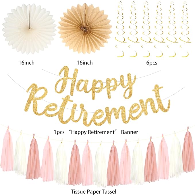 Roetyce Retirement Party Decorations Women Men, Blush Pink Happy Retirement | - Image 7