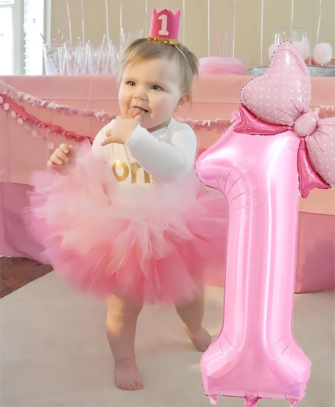 40 inch Number 19 Balloon with Bow Pink Happy Birthday Jumbo Number Balloons - Image 4