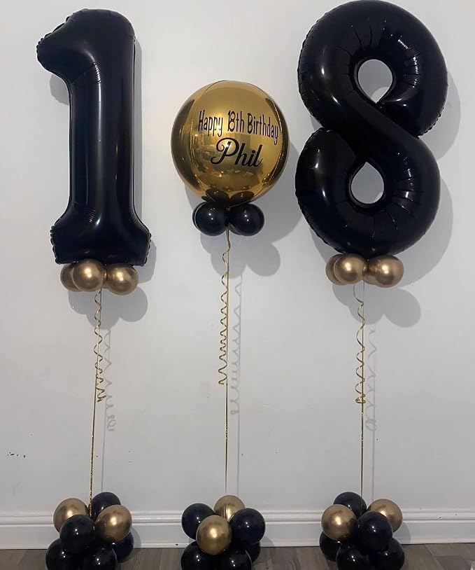 40 Inch Black 14 Number Balloons Giant 14 Balloons Black Birthday Balloons 14th - Image 5