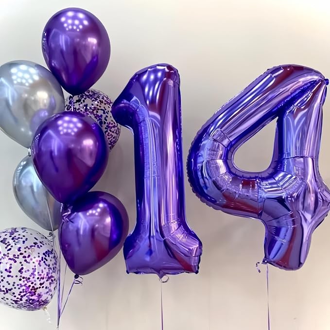 7th Birthday Number Balloon for Girls, 40 Inch Giant Mylar Purple 7 Balloon - Image 5