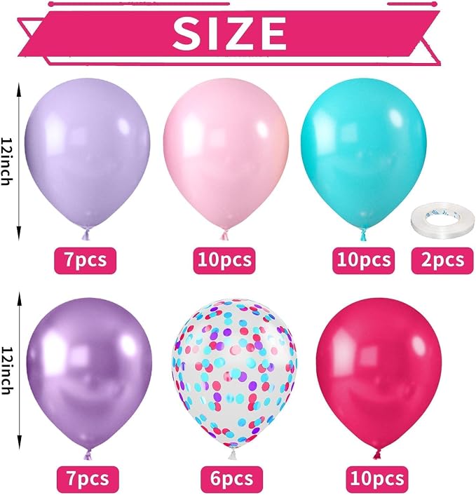 Metallic Chrome Purple Pearl Pink Maca Teal Blue Latex Balloons - Image 2