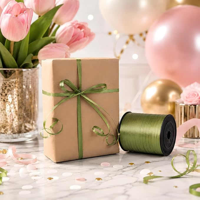 BEISHIDA 500 Yards Matte Olive Green Curling Crimped Ribbon Balloon String - Image 5