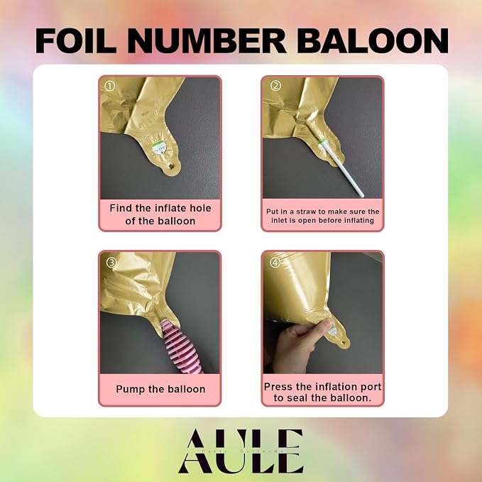 AULE 40 Inch Light Gold 3 Balloon Number Foil 0-9 Birthday Big Numbers | - Image 6