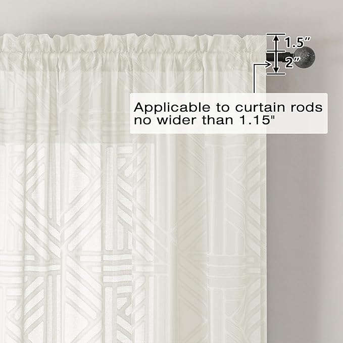 Simplebrand Ivory Sheer Curtains 72 Inch Length 2 Panels - Image 4