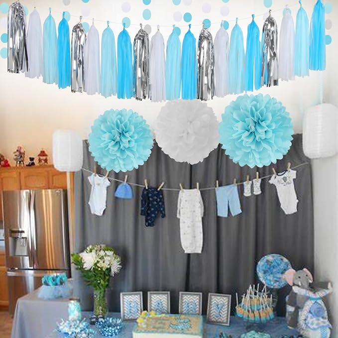 Royal-Light Blue Silver Party Decorations - Image 5