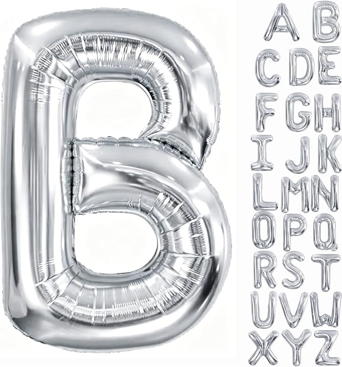 40 Inch Silver Letter Balloon, Large Foil Alphabet Balloons Birthday by Aeniaza