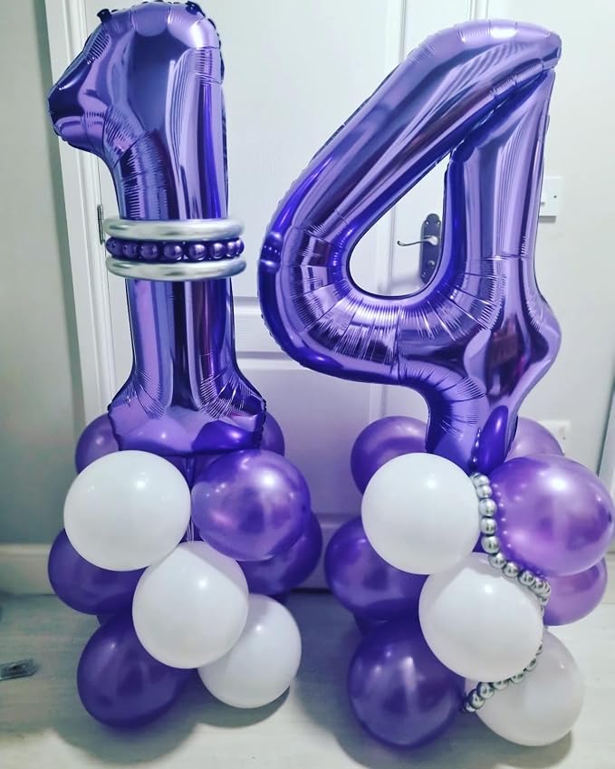Number 45 Purple Balloons 40 Inch Giant Purple Foil 45 Helium Balloons - Image 6