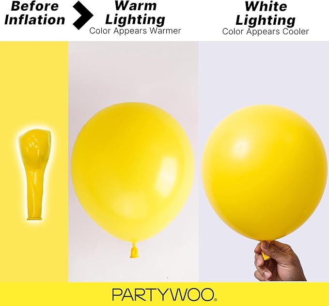 PartyWoo Yellow Balloons 145pcs Matte Yellow Color 18 12 10 5 Inch | 18 12 10 5 - Image 3