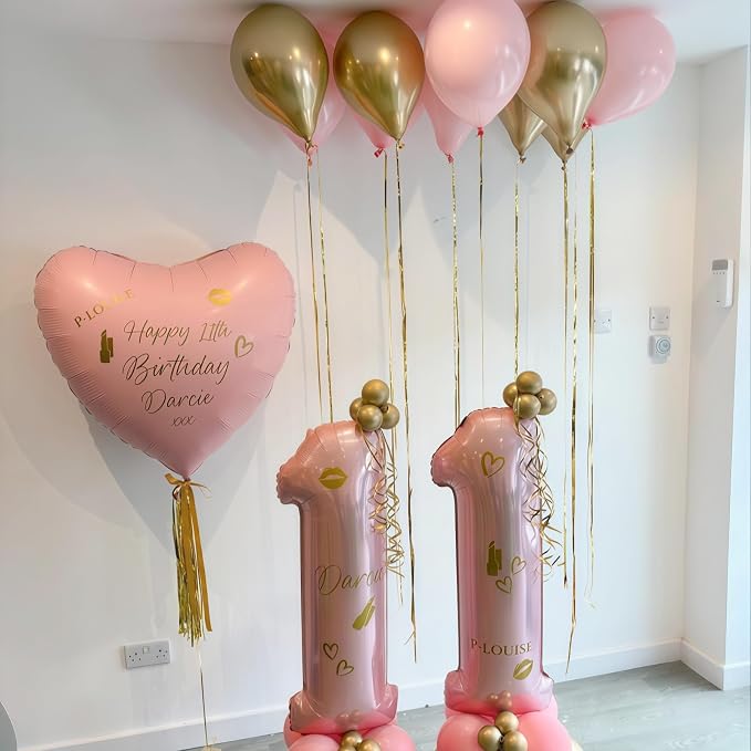 Pastel Pink 10 Balloons Number, 40 Inch Foil Number 1 & 0 Balloons - Image 6