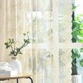 Kotile Beige Lace Curtains for Living Room Rustic Floral 52x92 Inch 2-Panel | by Kotile+Curtains