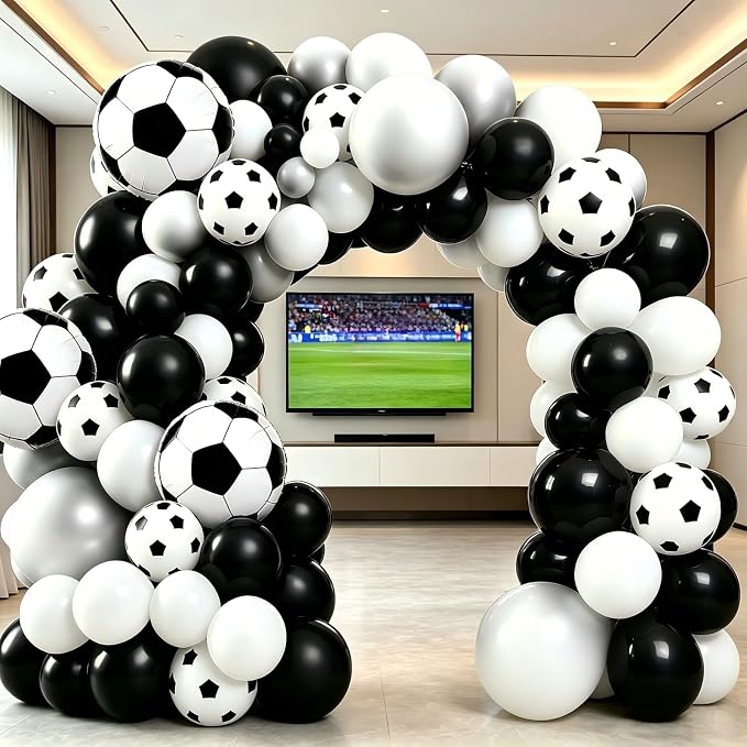 Soccer Party Decorations, Soccer Balloon Garland Arch Kit | Black White - Image 4
