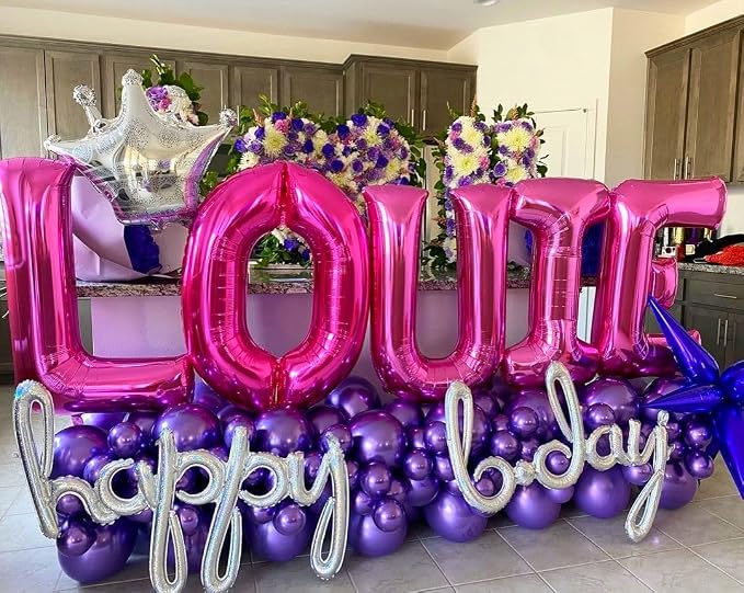 Hot Pink Letter O Balloons, O Letter Balloon 40 Inch Foil O Balloon | Hot Pink - Image 3