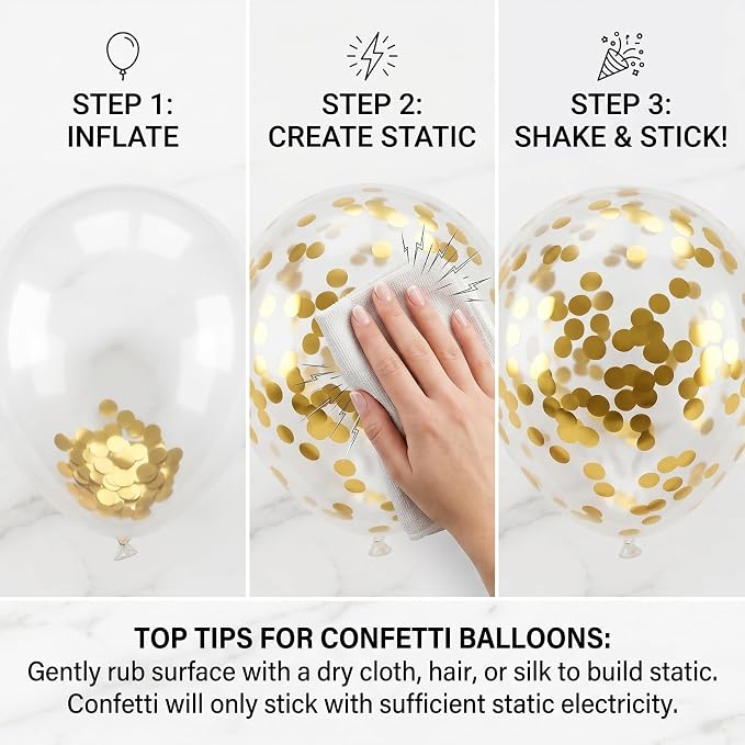 60pcs Black & Gold Balloon Kit, 12 Inch Metallic Gold & Black Gold Confetti - Image 4