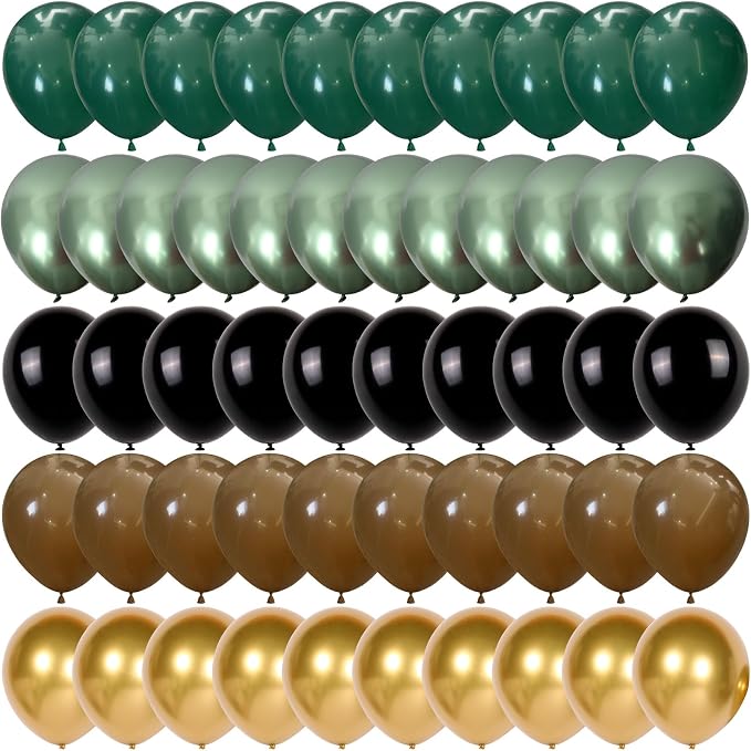 Green and Brown Balloon, Metallic Avocado Tan Chrome Gold Balloons by TAOYE