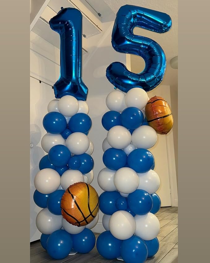 27 Balloon - Metallic Blue Birthday Number Balloons, 40 Inch Decorations | - Image 8