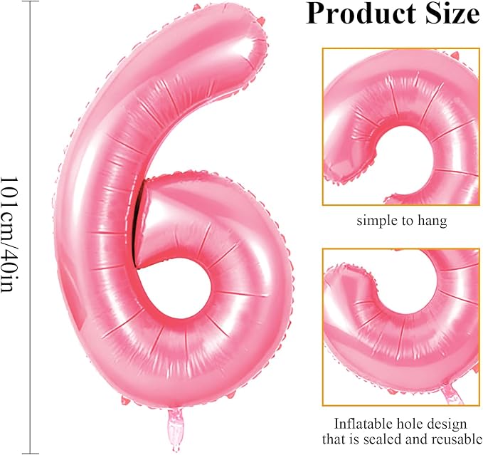 Number 6 Balloons for 6th Birthday Party Decorations, 0-100 Large No.6 Balloons - Image 2