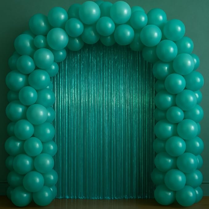 Voircoloria Retro Green Foil Fringe Backdrop Curtains, Birthday Party - Image 7