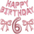 Bow Number 6 Birthday Balloons, Coquette Party Decorations Supplies by BSRESIN