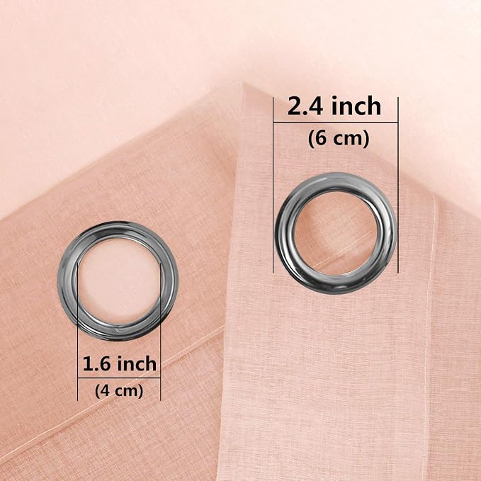 DWCN Blush Pink Faux Linen Ombre Sheer Curtains - Image 5