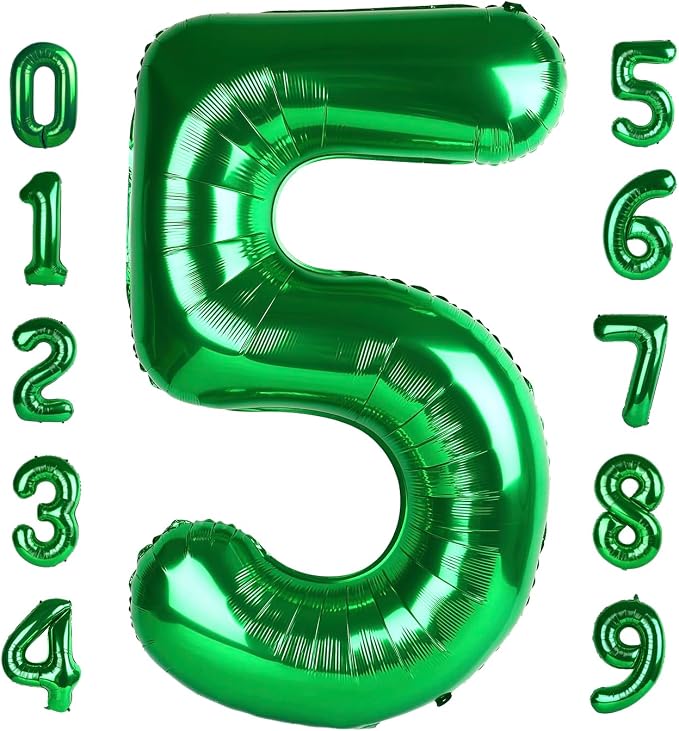 Number 5 Balloons 40 Inch for 5 15 Birthday Party Decorations, Dark Green | by Mluchee