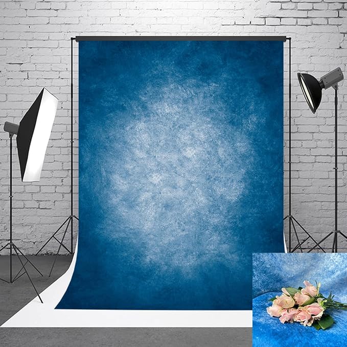 5x7ft Dark Blue Gradient Portrait Photo Backdrops Bright Center Abstract - Image 2