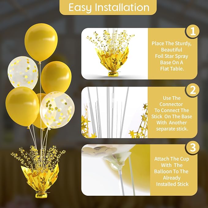 Gold Balloon Table Centerpiece Kit, 6 Sets Gold Balloon Stands - Image 5
