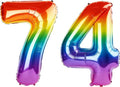 40 Inch Number 74 Balloons for 74th Birthday Party Decorations, 0-100 Rainbow by FOBELEC