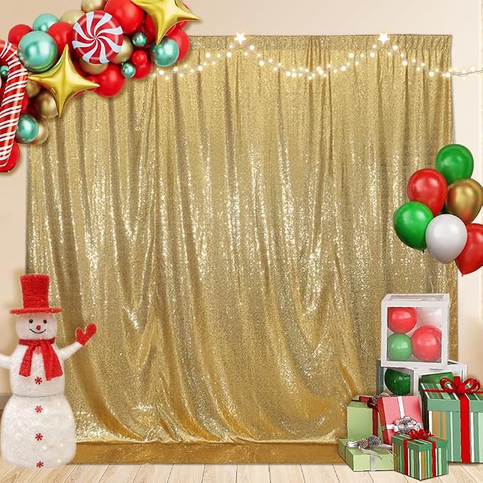 SquarePie 8x10ft Gold Sequin Backdrop, High Density Non-Transparent Glitter - Image 7