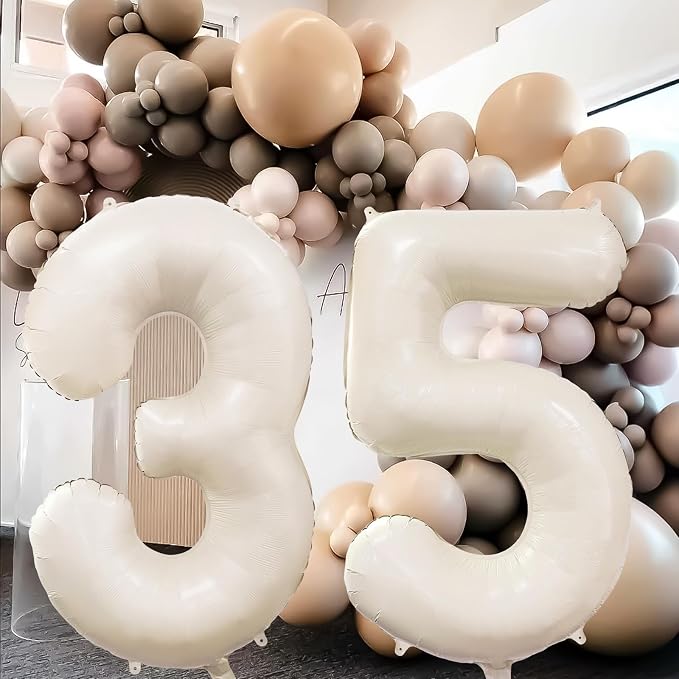Cream Number 5 Balloon 40 Inch Beige Nude Number 5 Balloon - Image 5
